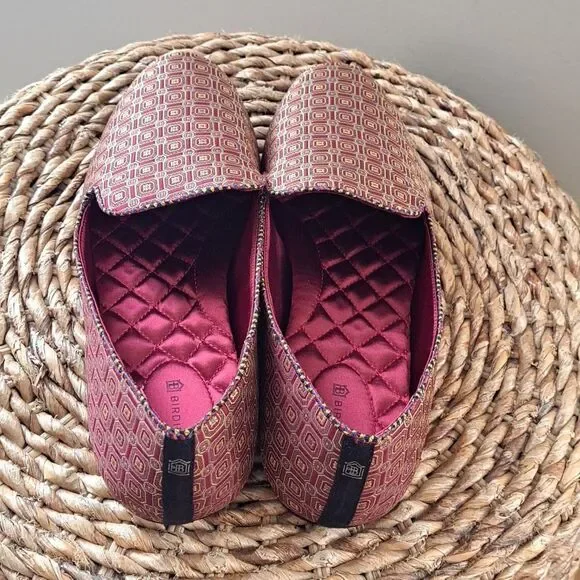 Birdies Womens‎ Starling Silky Formal Red Print Smoking Loafers Padded Size 12